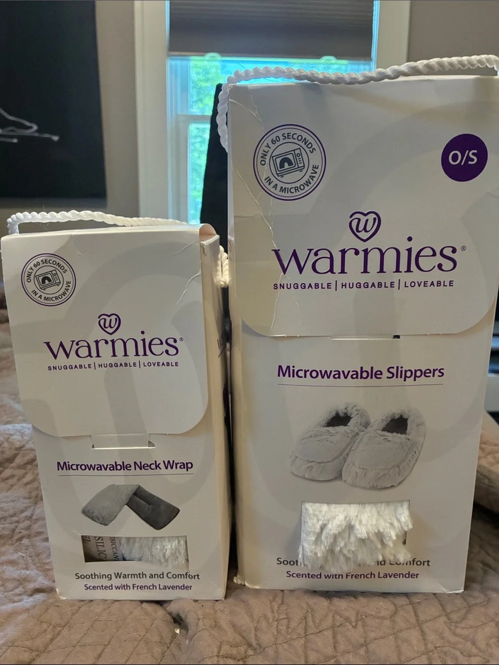 Warmies Microwavable Slippers and Neck Wrap Set - Cream